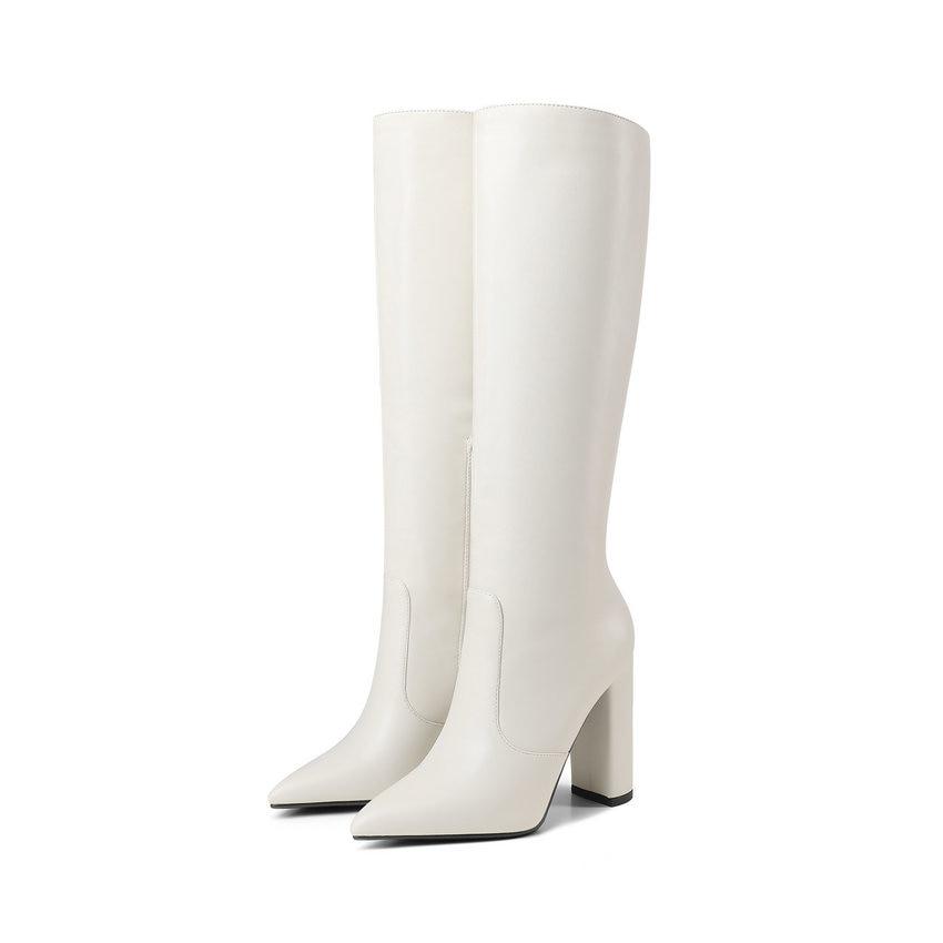 New arrival warm knee high boots Autumn and winter PU leather Shoes