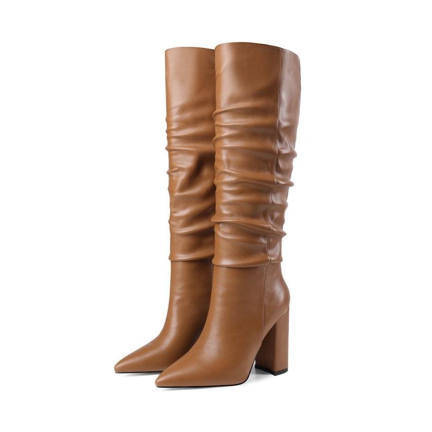 New arrival warm knee high boots Autumn and winter PU leather Shoes