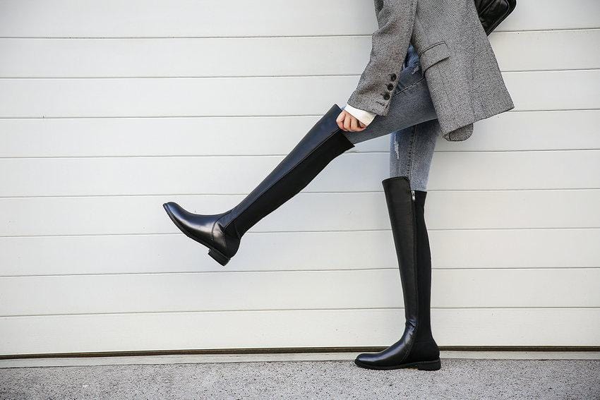 New arrival Low Heel  Shoes Genuine Leather Over The Knee High Boots