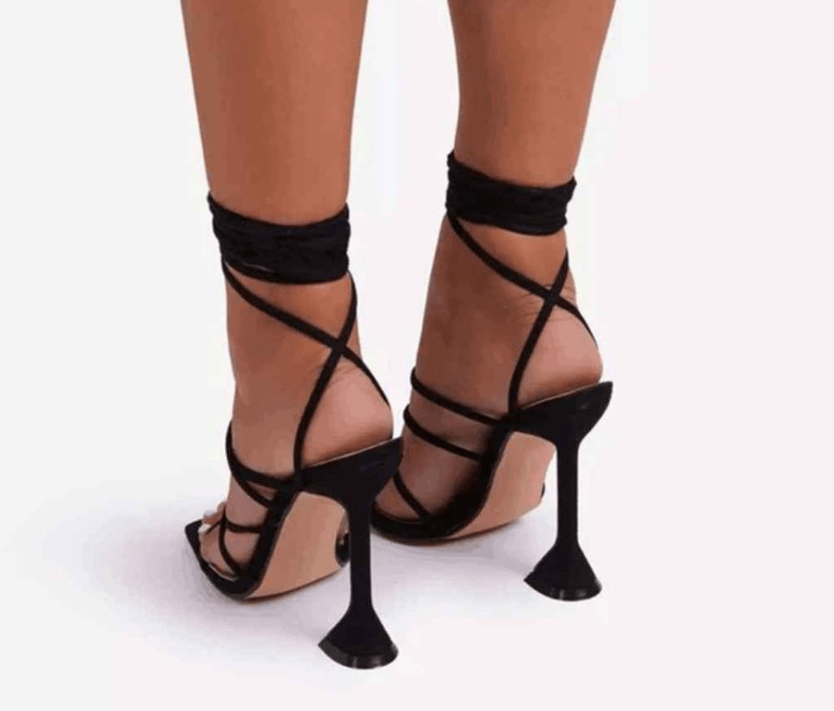 Narrow Band Ankle Strap High Heels Strappy Sandals Square Head