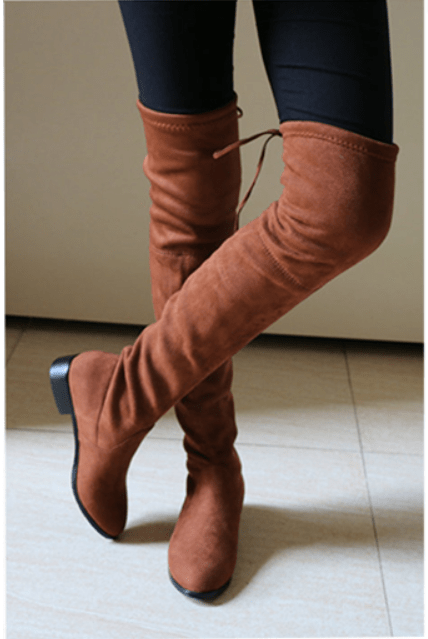 New arrival Warm  Over The Knee High Boots Short Plush Inside Square Heel shoes